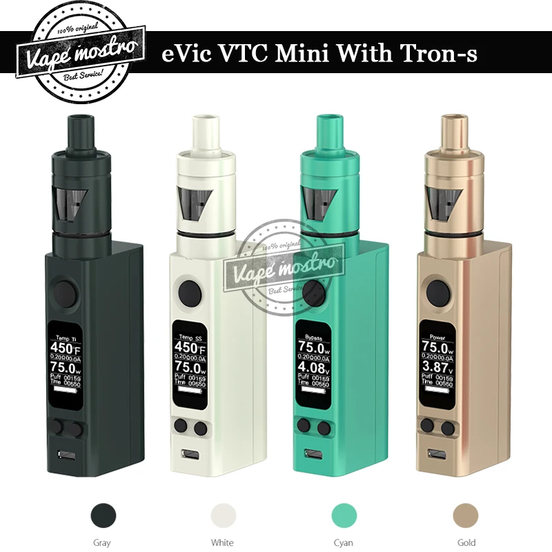 

Original Joyetech eVic VTC Mini With Tron-s Atomizer kit with charger eVic VTC Mini 75W mod with Tron S 4ml tank vape kit
