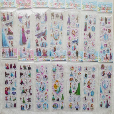 

NEW 12 sheets/lot Popular frozen elsa and Anna 3d vinyl Children Pet Kids Stickers Toys Bubble Stickers Teache