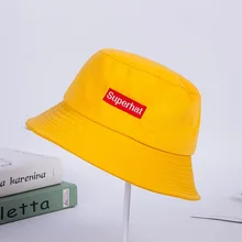 Летняя хлопковая цветная шапка-ведро с вышитыми буквами, шапка рыбака, уличная шапка для путешествий, кепки от солнца, 4 цвета для женщин и мужчин