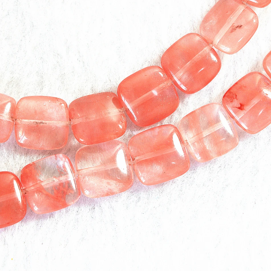 

Fashion Watermelon Tourmaline cherry quartz stone 12x12mm hot square Shape round loose beads diy jewelry 15" B487
