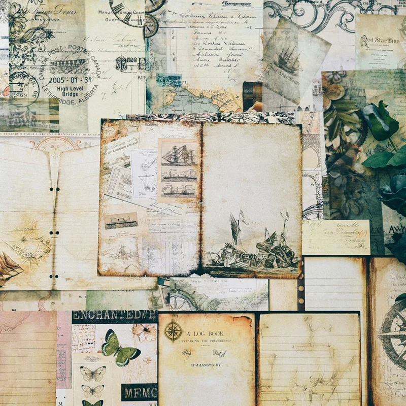

KLJUYP 16pcs Vintage World Material Paper Set for Scrapbooking DIY Projects/Photo Album/Card Making Crafts