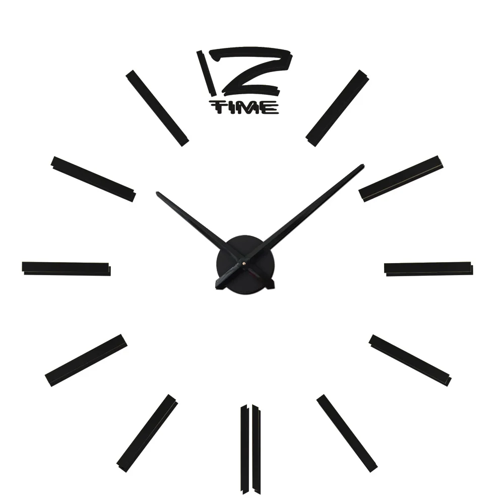black Новое поступление 3d домашний декор кварцевые diy настенные часы horloge часы для гостиной металлический акриловый зеркальный домашний декор - Цвет: black