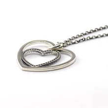 Ожерелье сердце к сердцу кулон с прозрачным фианитом стерлингового серебра 925 пробы ювелирные изделия