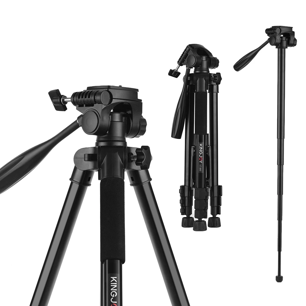 KINGJOY VT-880 2 в 1 портативный Регулируемый алюминиевый штатив для камеры монопод 360 ° панорамная съемка для Canon Nikon sony