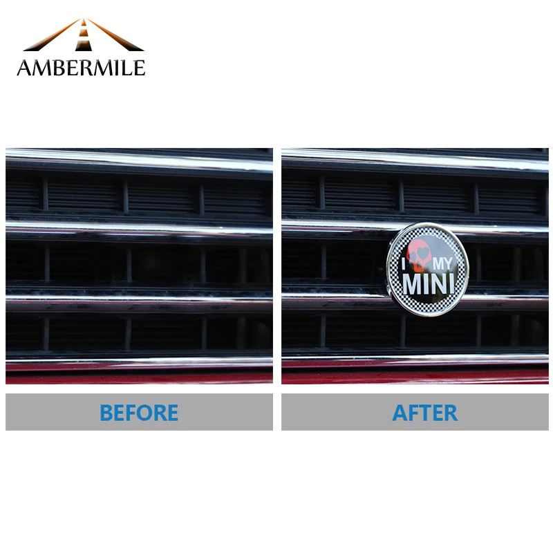 AMBERMILE автомобильный передний бейдж с эмблемой Grill металлические наклейки для Mini