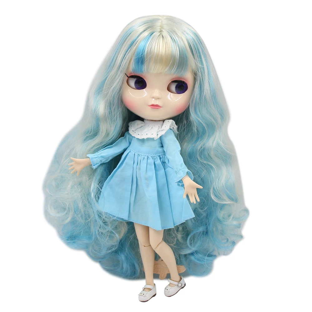 DBS ICY doll No.BL6227/6025 with blue mixed yellow long curly hair and A-cup joint body, girls gift child's toy girls shoes kids flats baby anti slippery mixed color casual princess shoes for child bow rhinestones leather shoes free freight