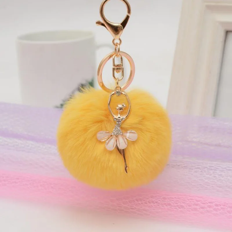 Новая креативная Милая имитация кролика волосы мяч танцовщица брелок плюшевая игрушка - Цвет: Yellow