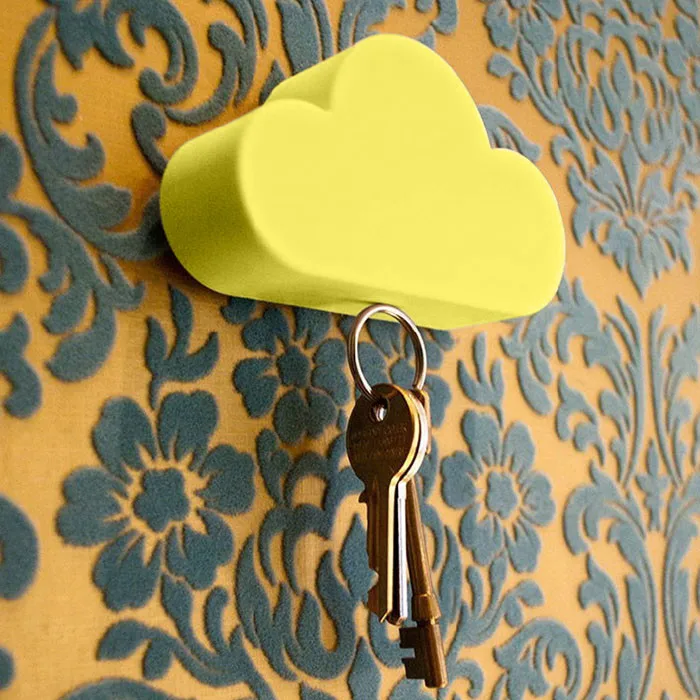 

Creative Home Storage Holder White Cloud Shape Magnetic Magnets Key Holder Wall Mounted Type With adhesive sticker at the back