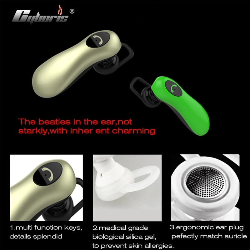Cyboris стерео Беспроводной Bluetooth Ушные крючки спортивные наушники V4.0 Hifi бас Hands free с