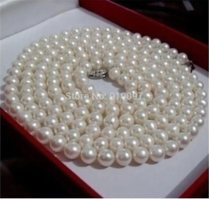 LHX54013>>>perfect Akoya white 8mm pearl necklace 32" long AA
