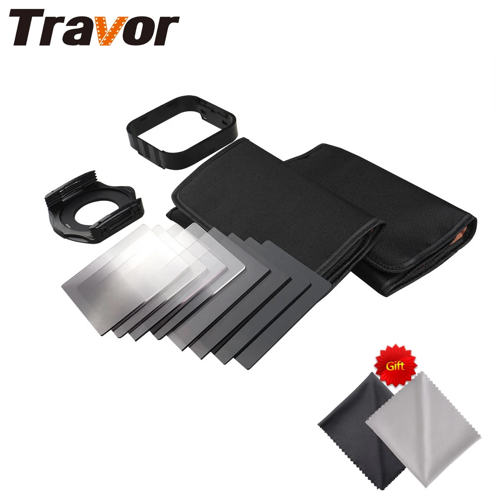 

Travor Filter Set Complete ND2 ND4 ND8 ND16 Graduated ND2 ND4 ND8 ND16 with Lens Hood for Canon Nikon Cokin P 49MM~82MM lens