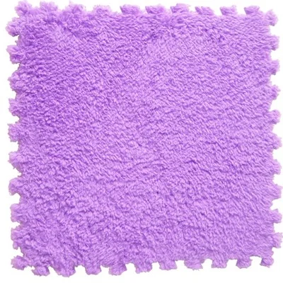 purple (with edge) 9 шт./партия Мягкий Лохматый замшевый детский игровой коврик из пеноматериала EVA детский коврик с блокировкой упражнений ползучий коврик-головоломка для пола для детей - Цвет: purple (with edge)