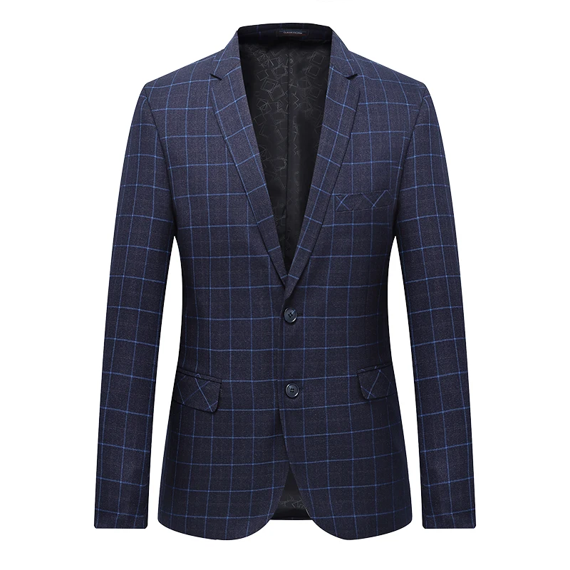 High Quality Men Blazer Fashion Plus Size Casual Mens Plaid Blazer ...