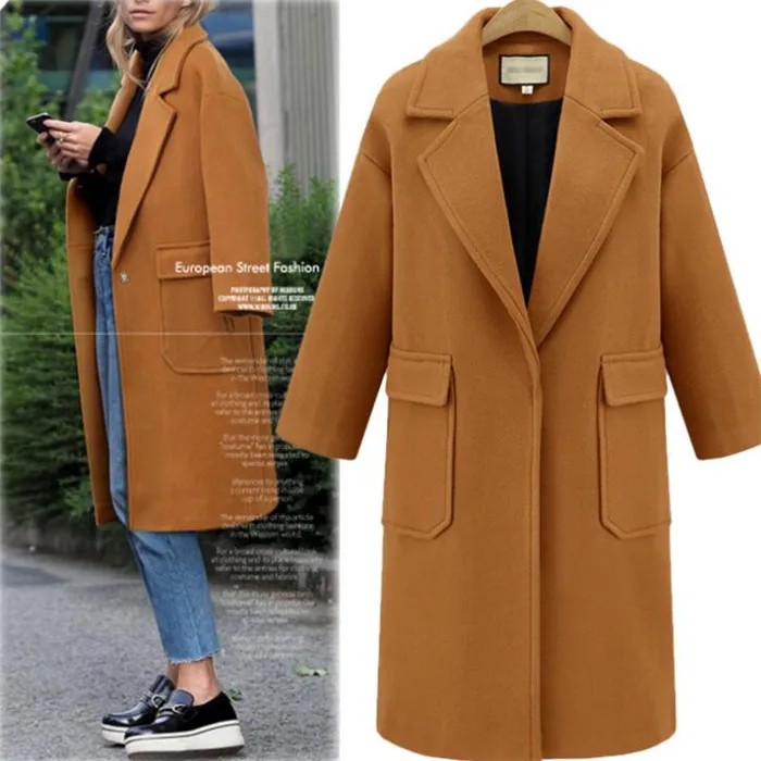 Fashion Women Winter Warm Wool Trench Coats Long Outwear ...