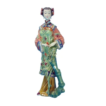 

Glazed Pottery Statue Chinese Manual Porcelain Figurine Ceramic Ornament Lady Figure Sculpture Art Collectible Craft Home Decor