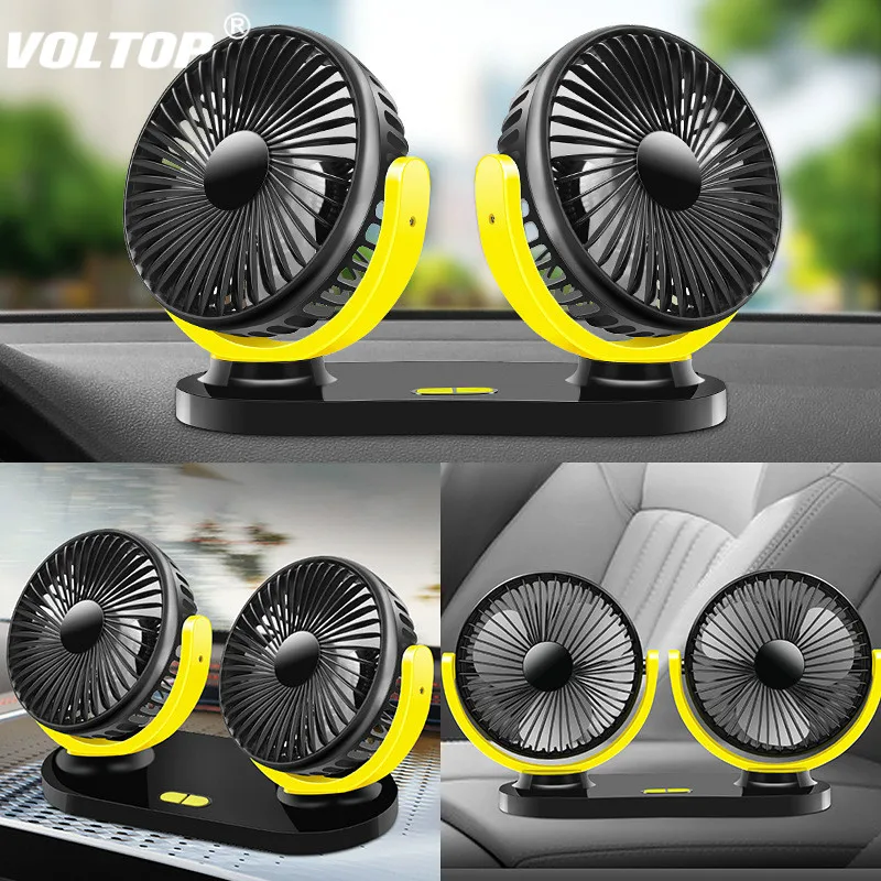 

Car Dashboard Decoration Fan Ornaments 12V24V General Small Electric Fan Large Truck Double Head Shake USB Fan