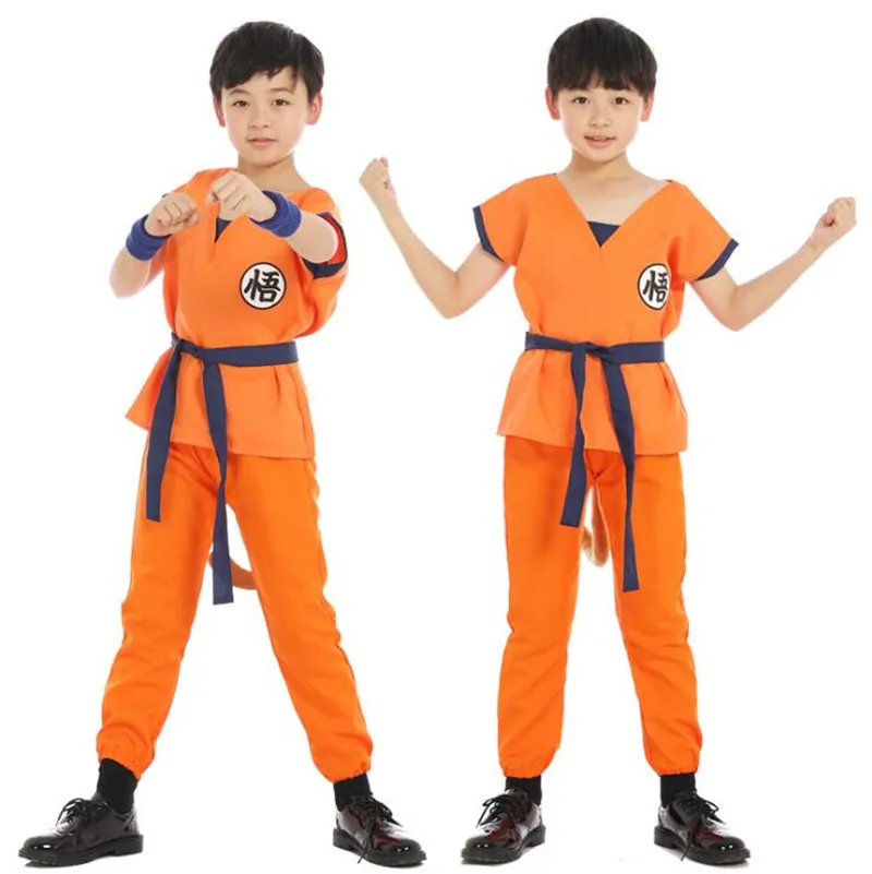 KIDS DRAGON BALL Son Goku Kung Fu Set Cosplay Costume Super Saiyan Children
