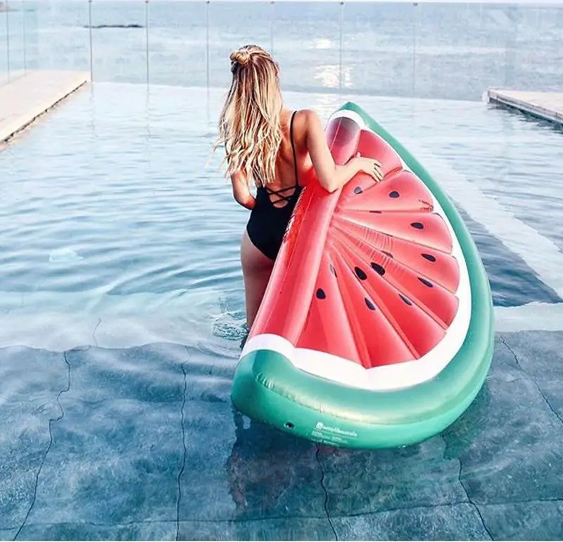 

Hot!Summer 70 Inchs Giant Inflatable Half Watermelon Floating Row Air Mattresses Blowup Fruit Women Swimming Ring Toys For Adult