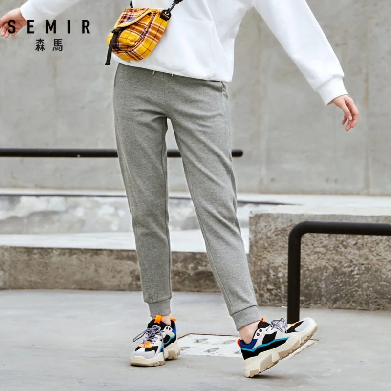 

SEMIR Pants women 2019 new autumn casual trousers elastic waist beam mouth small feet sports students Korean version thin