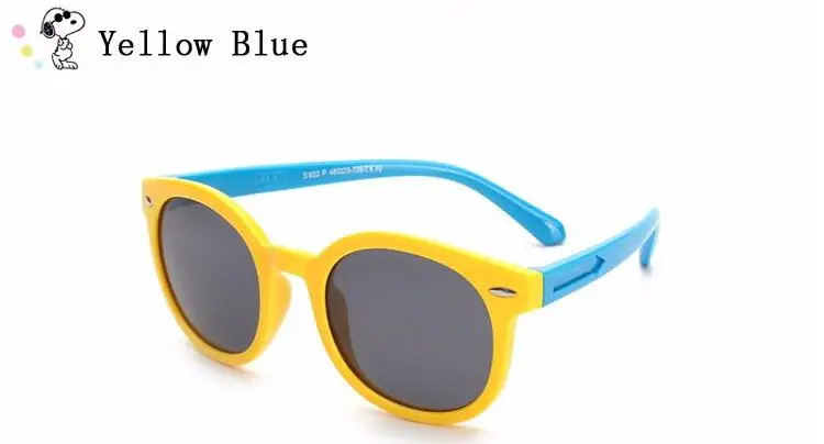 yellow blue WarBLade, солнцезащитные очки для девочек с изображением кота, детские солнцезащитные очки с кошачьим глазом для девочек, детские солнцезащитные очки с поляризацией, резиновые, для ученика, гибкие, со стрелкой - Цвет линз: yellow blue