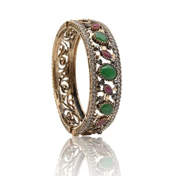 Simulation Jewelry Women Turkish Bangles Flower Cuff Resin Bracelets Arab Ethnic Antique Pulseiras Feminino Ladies Favorite Gift