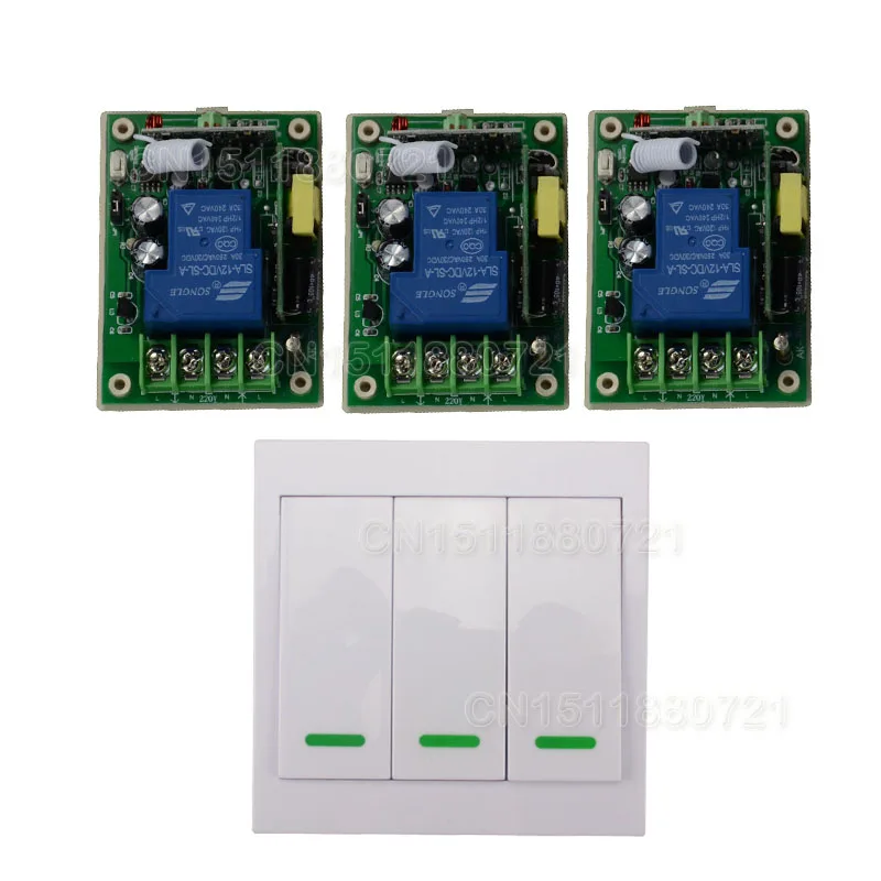 

Home Smart AC85V110V 220V 250V 3000W RF Wireless Remote Control Light Lights Switch System With 3Button Wall Transmitter