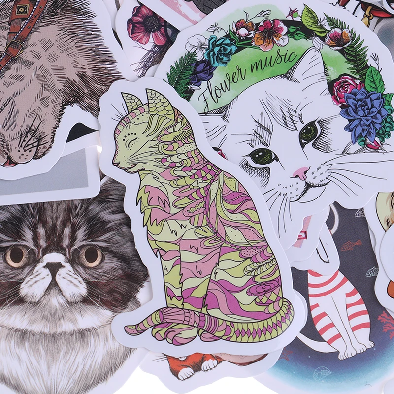 50 шт./лот милые наклейки с котом Kawaii канцелярские наклейки Мультяшные клеящиеся наклейки для декоративного дневник в стиле Скрапбукинг Фотоальбом