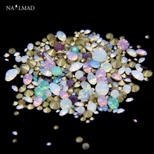 Разноцветные стразы для дизайна ногтей с разноцветным опалом, цветные стразы AB для горячей фиксации, стразы для дизайна ногтей