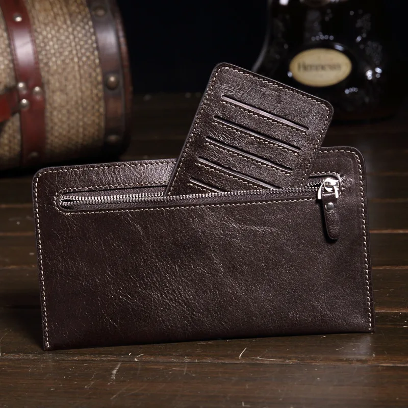 Casual Men Wallet Genuine Cow Leather Mens Wallets with Detachable Card