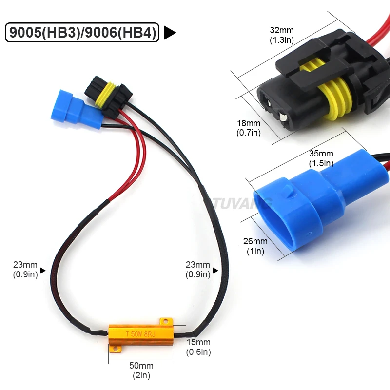 2x H1 H3 H4 H7 H8 9005 9006 светодиодный противотуманный свет DRL дальнего света Canbus 50 вт нагрузки проводка резистора CAN-шина с компенсатором помех ошибок декодеров