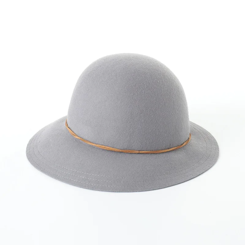 Осень-зима Фирменная Новинка шерсть канотье купол Top Hat для Для женщин чувствовал широкими полями фетровая шляпа Laday котелок Картежник Top Hat