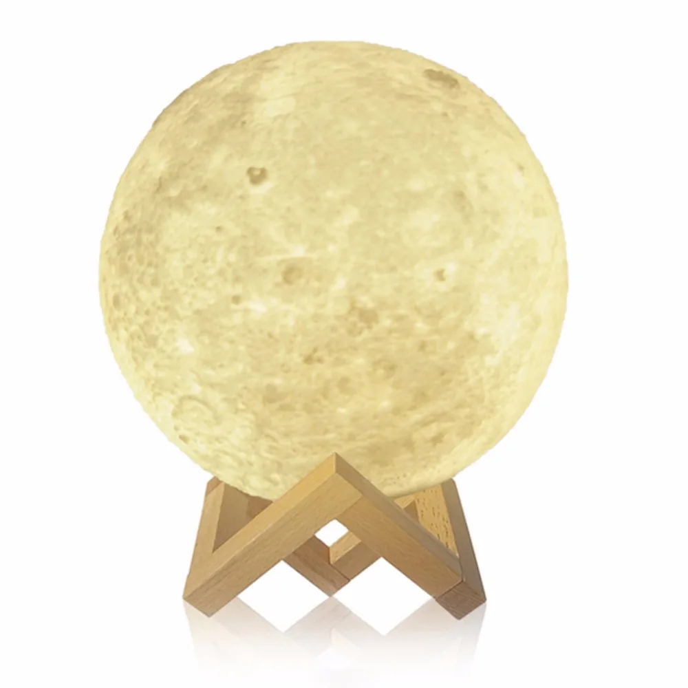  Magic Full Moon Light 3D Print LED Moon Lamp Touch Sensor Desk Lunar Lamp Yellow White Colorful Cha - 32823236931