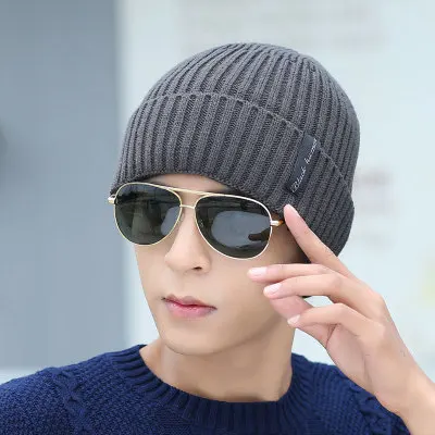 Темно-серый Шерсть Bone Bonnet Теплая мужская зимняя шапка женская шапка Skullies Beanies шапки Gorros шапка в стиле хип-хоп шарф вязаная шапка шапки маска - Цвет: Темно-серый