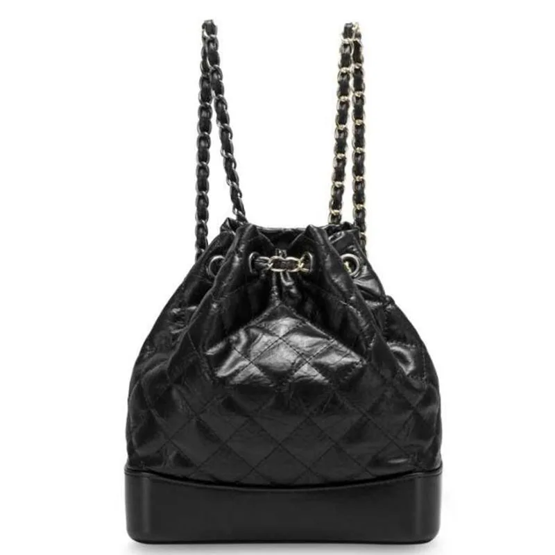 

2019 Backpack Women New Genuine leather small shoulder bag silver chain bag school bags for teenagers Designer Backpack Female