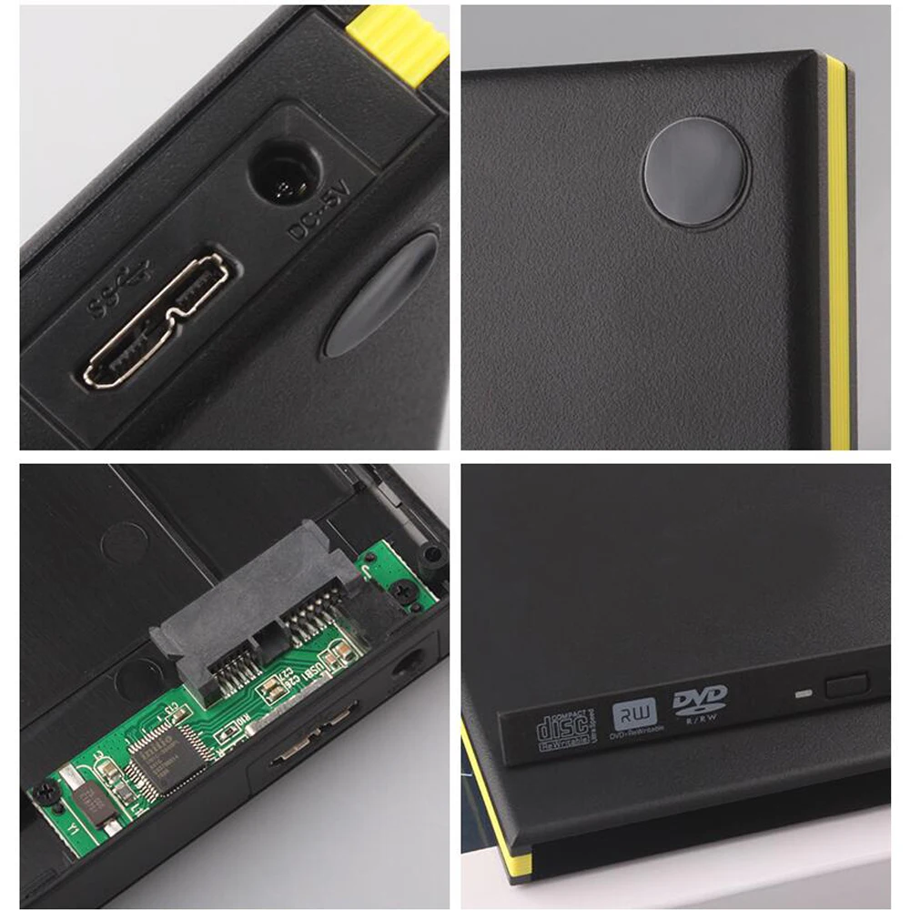 12,7 мм Тип C USB 3,1 DVD привод Внешние оптические диски Корпус SATA к USB Внешний чехол для ноутбука без