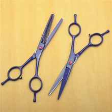 2 шт. индивидуальный логотип 5,5 дюймов фиолетовый 440C профессиональные человеческие ножницы для волос Парикмахерские ножницы для резки+ истончение ножницы C1012