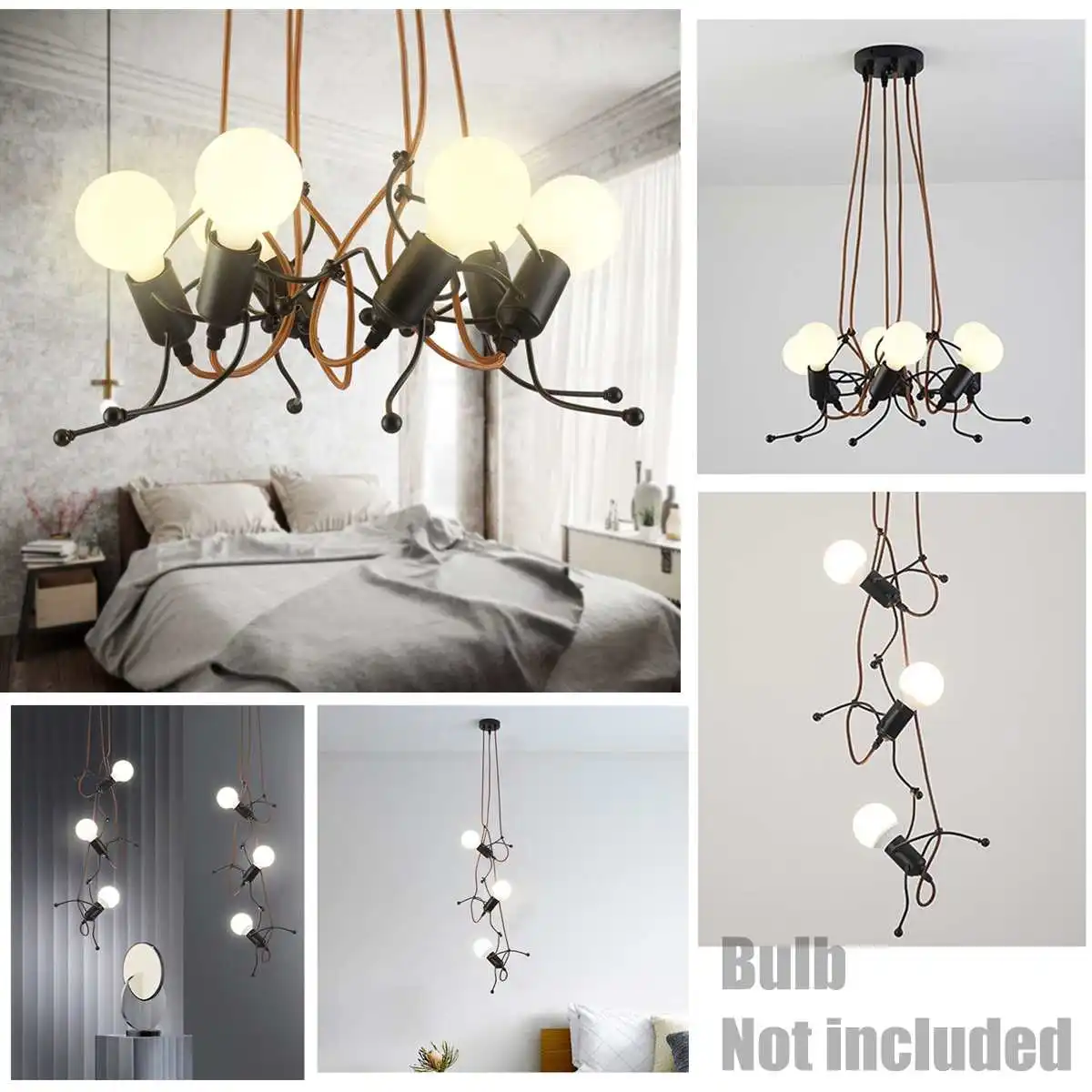 

3 Heads / 6 Heads Acrylic Metal Industruial Pendant Light LED Hanging Lamps Bedroom Home Bar Decoration Indoor Lighting
