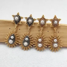 5 пар натурального Пресной воды Жемчужные Серьги Стразы с паве из кристаллов женские ювелирные изделия подарок ER828-1