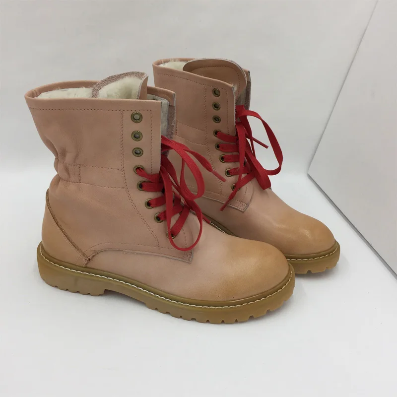 

Autumn and winter new winter boots women, leather rubber tube wool boots, plus thick warm women's boots