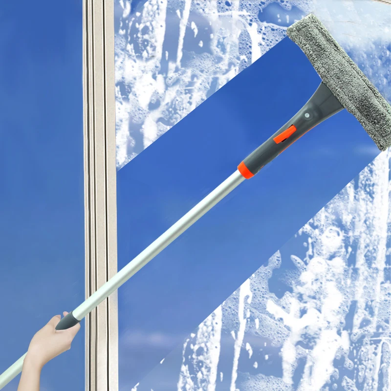 US $38.42 East Window Cleaner Long Handle Window Cleaning Tool Telescopic Rod Cloth Rubber Wiper Spray Glass Material Type With Microfiber