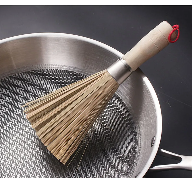 Bamboo brush Non-stick oil brush wash dishes in wooden handle pan brush Dish washing brush Whisk scrubber kitchen cleaning tools