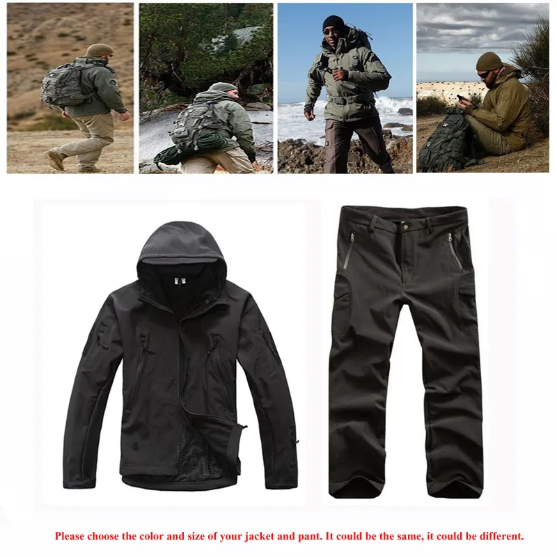 

Shark Skin Softshell Jacket Or Pants Military Tactical Sets Outdoor Hunting Suits Waterproof Windproof Camouflage Clothing