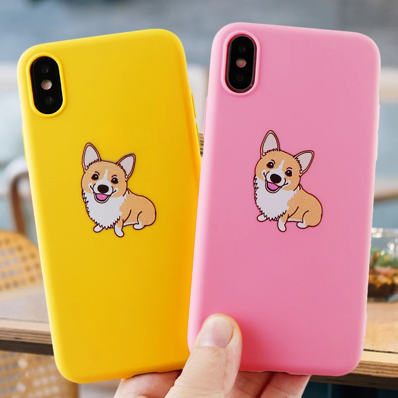 

Fashion Phone Cases for IPhone X XS MAX XR 8 7 6 s Plus Case Cute Corgi Soft Silicone Fitted Mobile Phone Covers Accessories