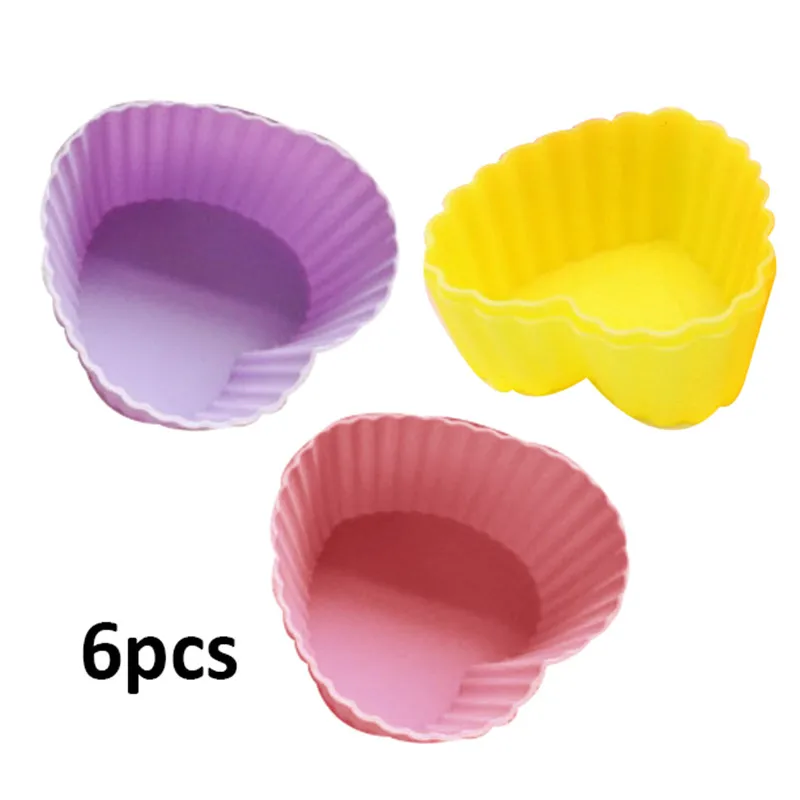 75x23mm Hoomall 6 шт./лот в форме сердца силиконовые мини-Формы для кексов Инструменты для торта многоразовая форма для торта, капкейков, кексов формы для выпечки - Цвет: 75x23mm