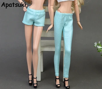 

Light Blue Elastic PU Leather Trousers Bottoms Pants For Barbie Doll Clothes Fashion Outfit For 1/6 BJD Dolls Accessories