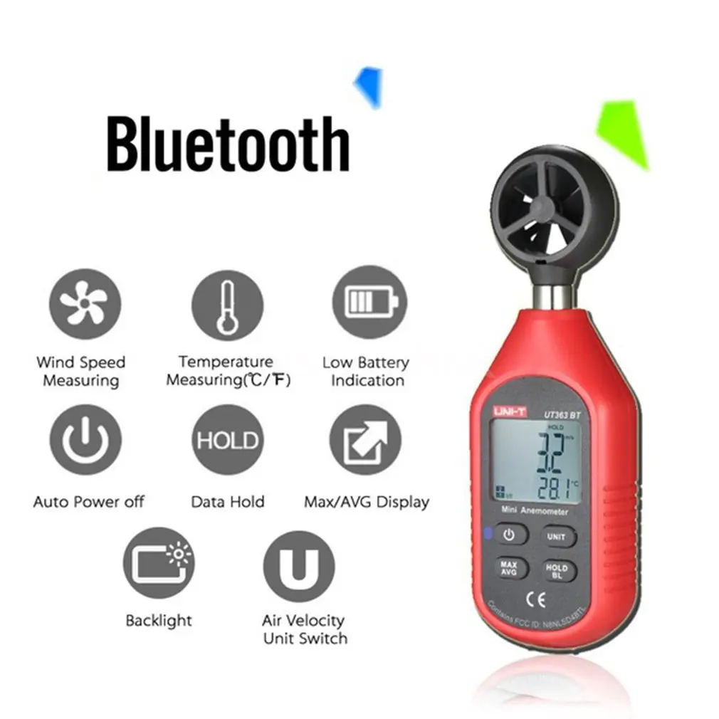 

UT363BT Wind Speed Meter Digital Bluetooth Pocket Size Anemometer Precise Measurement Thermometer Mini Wind Meter