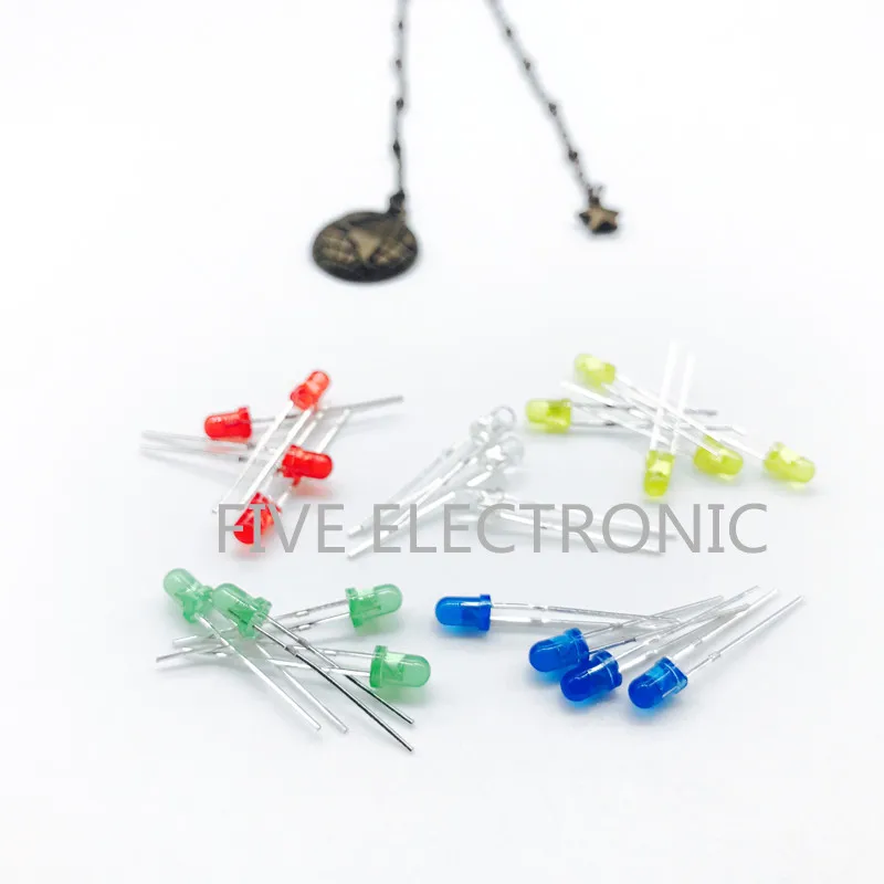 

3MM LED Diode SET, Red,Yellow, Jade Green,Blue,White 5pcs/lot