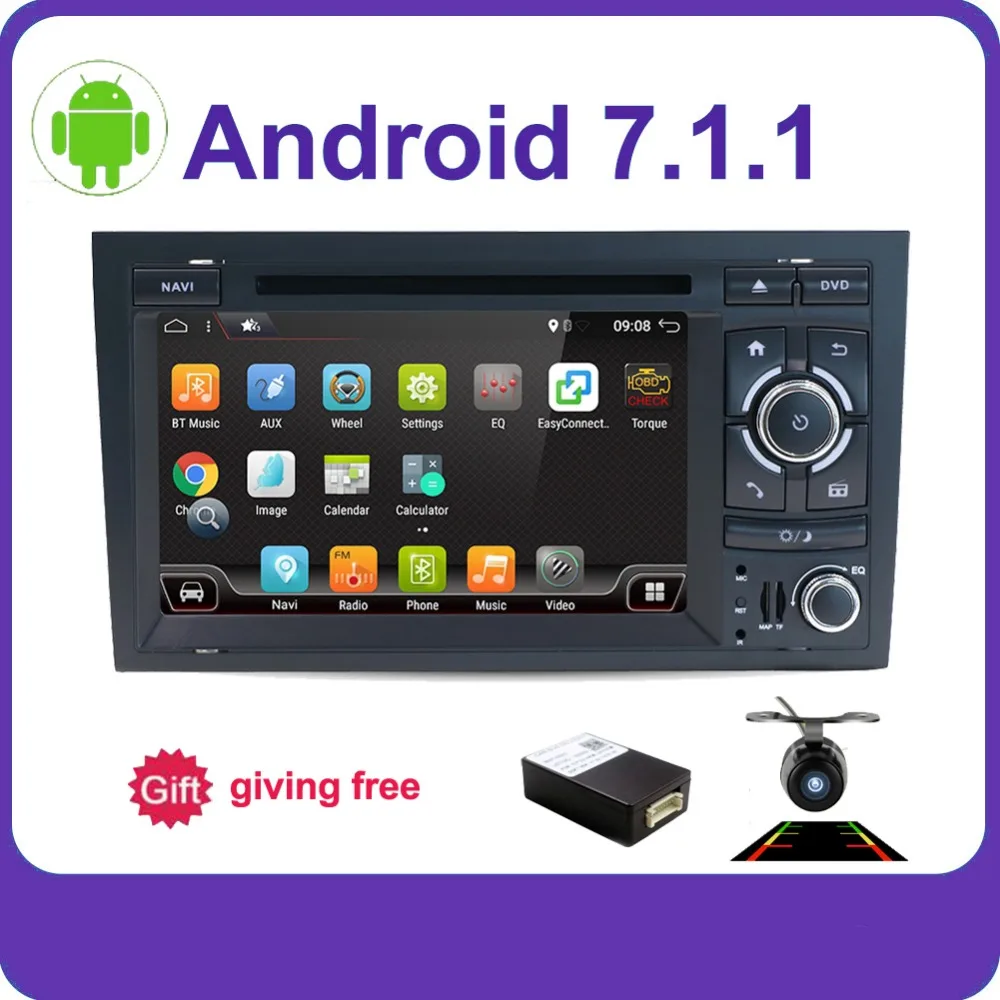 4 Core 2 din Android 7.1 Car DVD CD player GPS Navigation for Audi A4 GPS (2003 2008) Audi S4