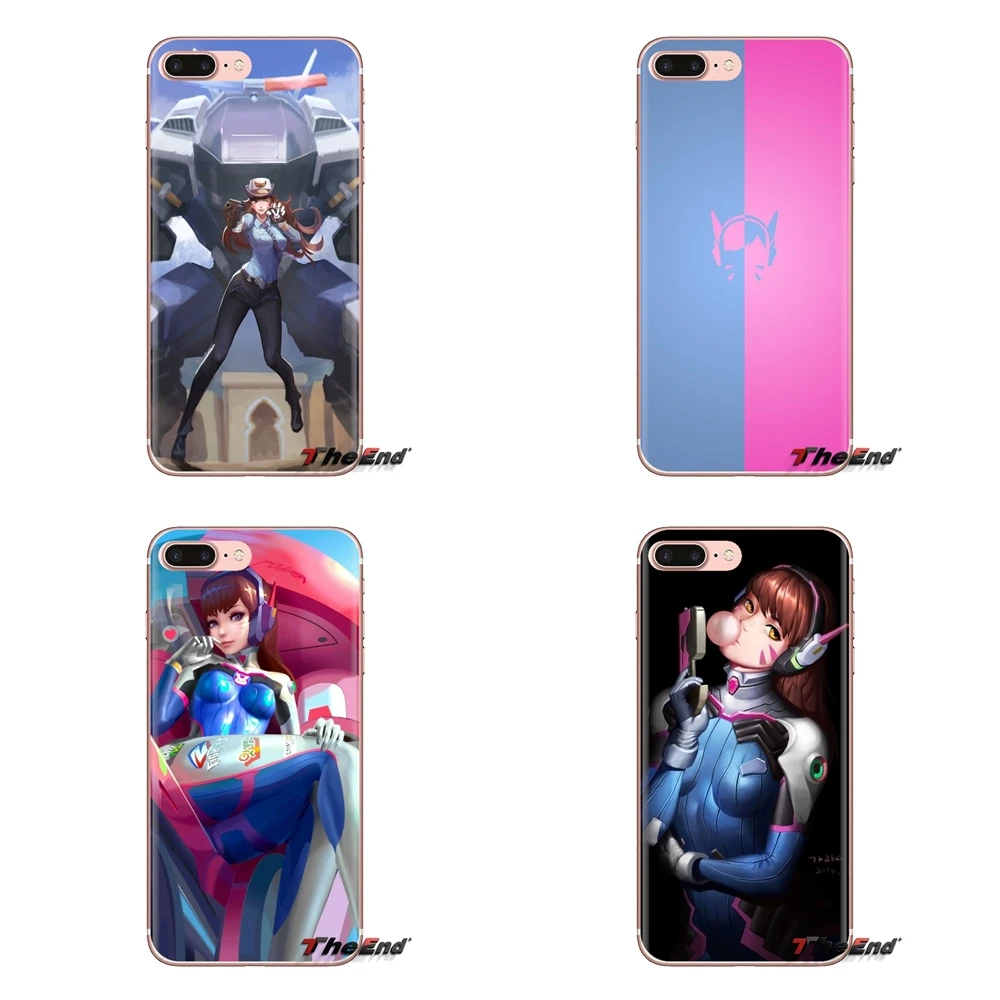 artwork Beanie bubblegum D.Va For Samsung Galaxy S3 S4 S5 Mini S6 S7 Edge S8 S9 S10 Plus Note 3 4 5 8 9 Transparent TPU Bag Case |