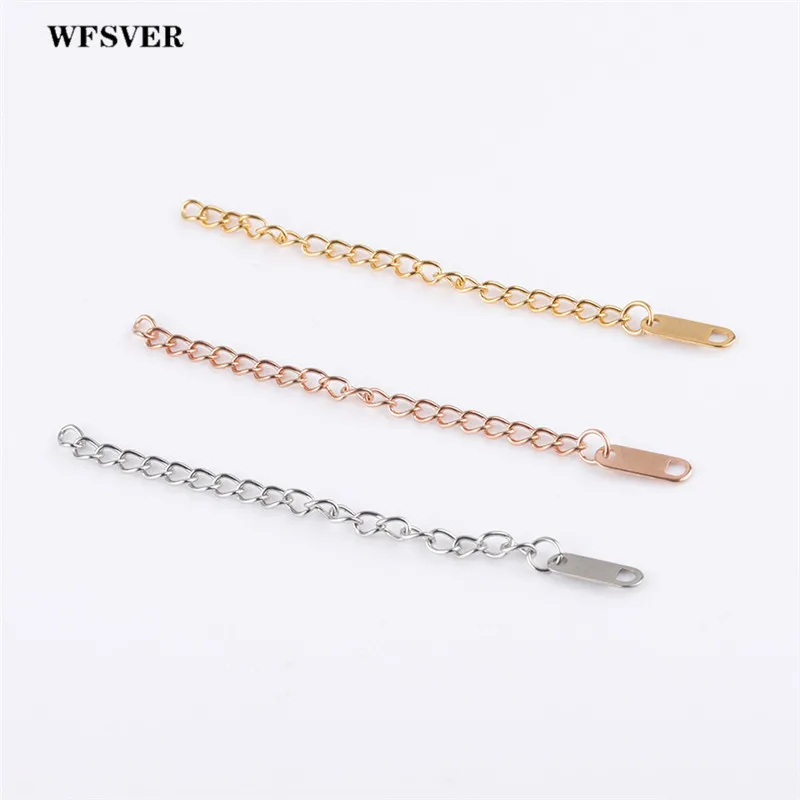 

WFSVER 20pcs gold silver rose gold stainless steel bulk tail chains extended chain for bracelets necklace DIY jewelry making